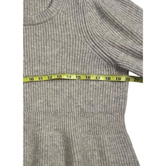 Madewell Women XL Peplum Pullover Sweater Beige Ribbed Knit Wool Acrylic - Picture 9 of 13